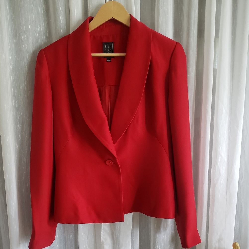 Red Women's Shawl Collar Blazer